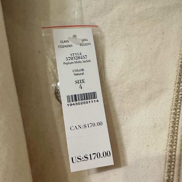 WHBM Denim Peplum Moto Jacket NWT Size 4 - Picture 5 of 7